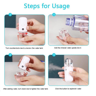 Mini Nano Mist Facial Sprayer Face Steamer Humidifier Nebulizer